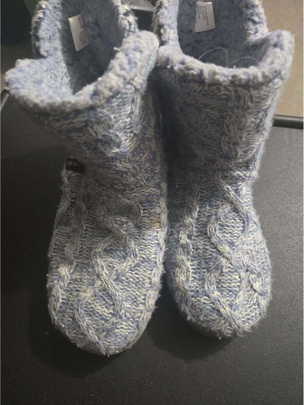 Muk Luks Women's Blue Marled Cable Knit Slipper Boots Size 7-8